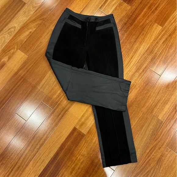 Black genuine Suede and leather Hight waisted Marie Claire pants size 9 - Picture 7 of 13